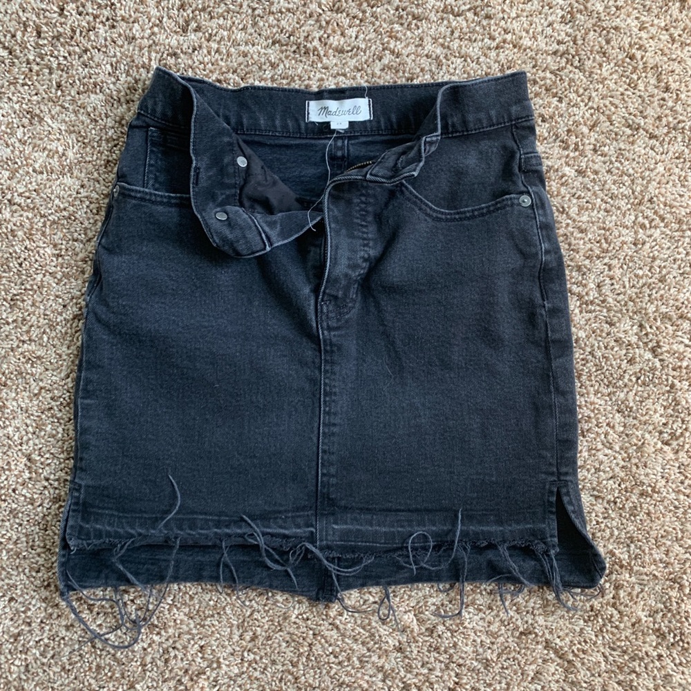 Step Hem Black Madewell Denim Mini Skirt